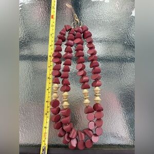 Plunder Red and Gold Beaded Necklace with Elegant Design